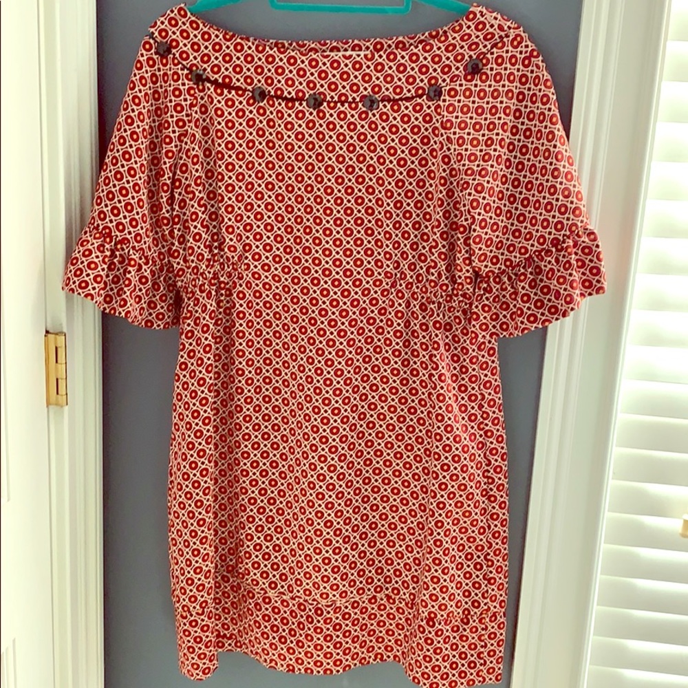 Geometrical print garnet dress